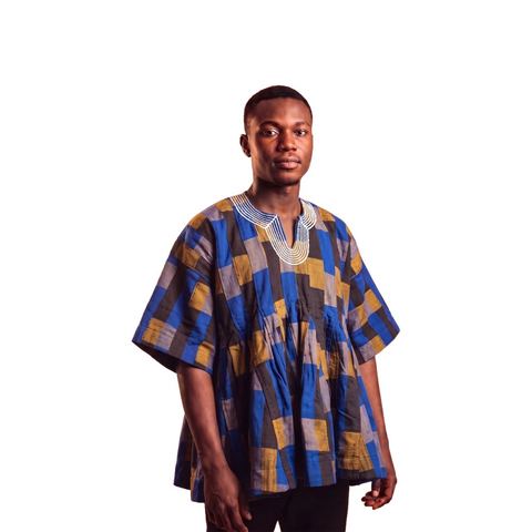 Cobalt Check Fugu Smock, GH₵1,000