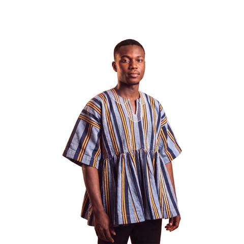 Navy & Gold Fugu Smock, GH₵1,000