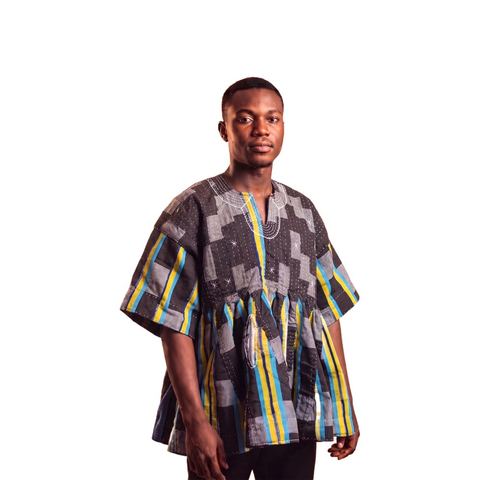 Black & Yellow Fugu Smock, GH₵850