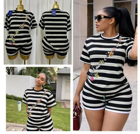 2 pieces short sleeve top and matching short