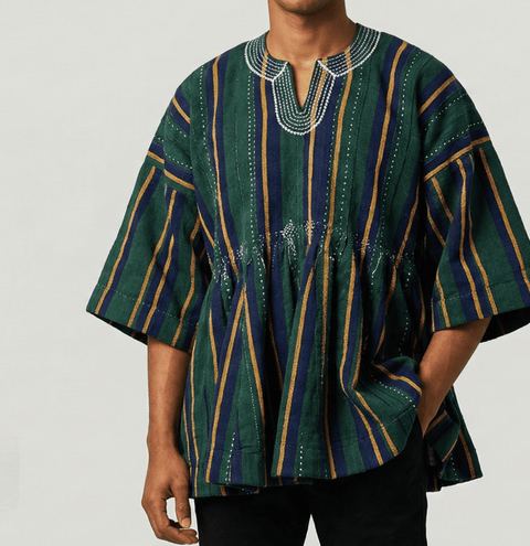 Savanna Green Gold Fugu Smock